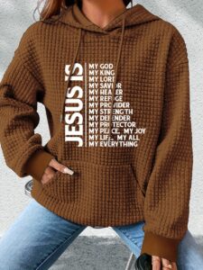 Jesus Graphic Waffle Knit Hoodie