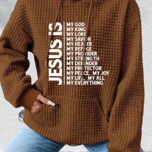 Jesus Graphic Waffle Knit Hoodie