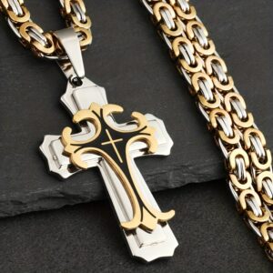 Golden Black Stainless Steel Cross Pendant