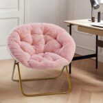 Plush Pink Fur Saucer Chair
